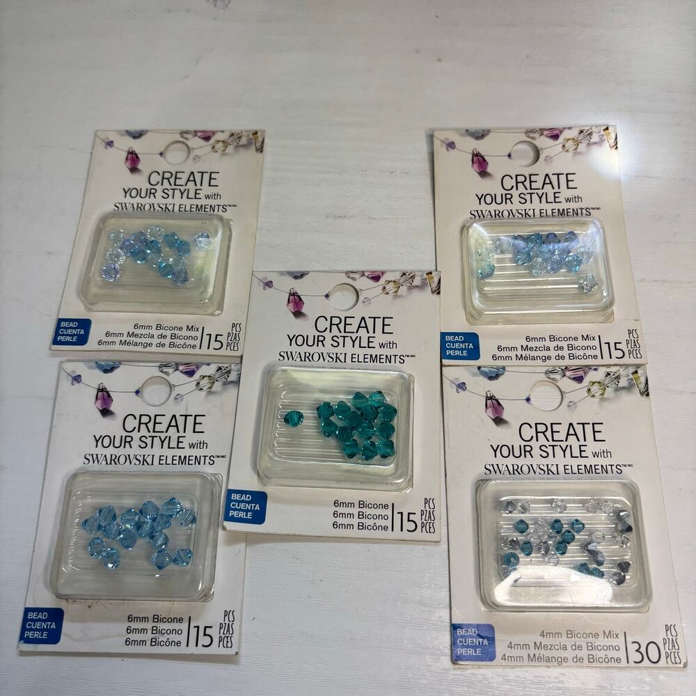 Swarovski Blue Zircon Aquamarine Crystal Bead Lot Mix